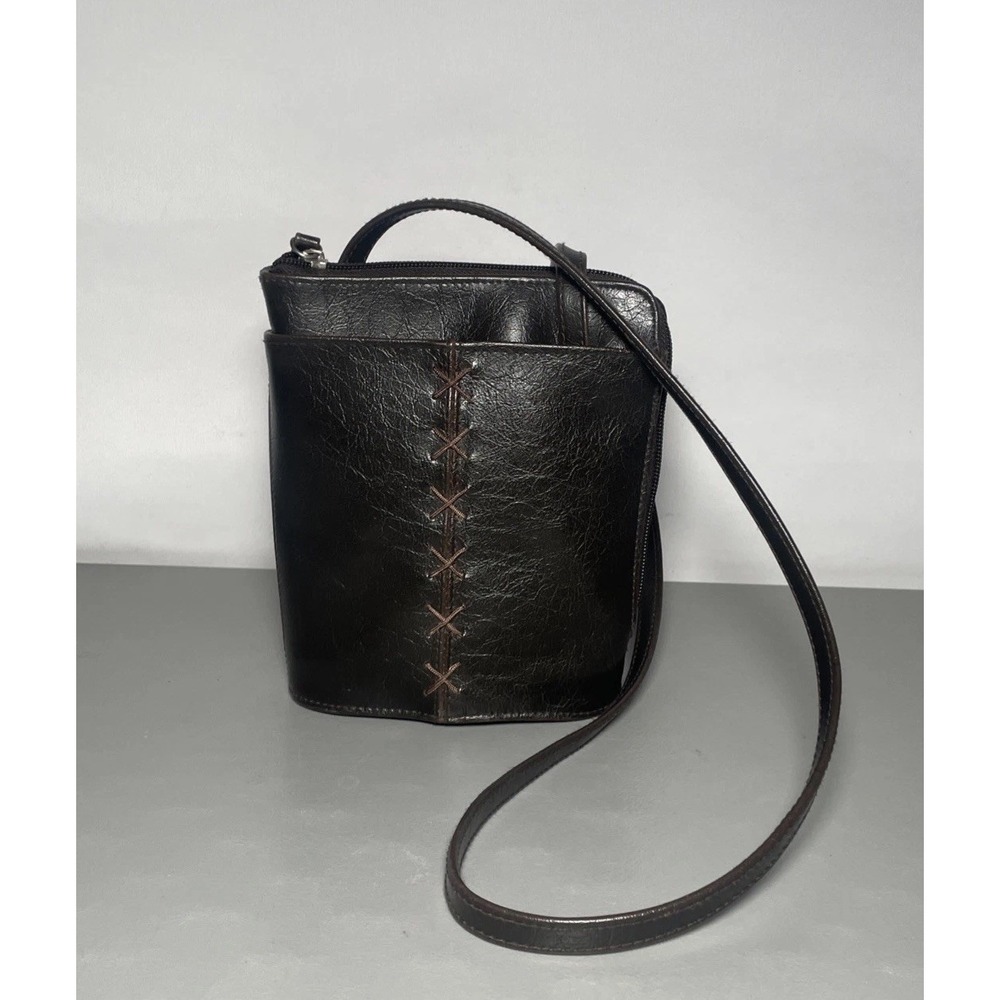 Women's Dark Brown Faux Leather Small Western Style Crossbody Purse Shoulder Bag